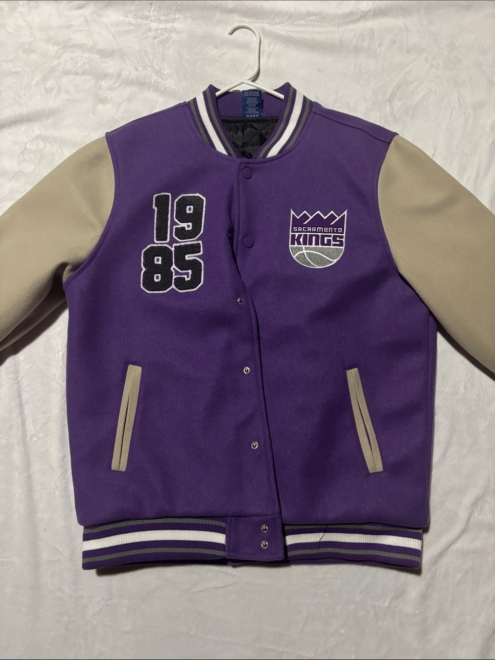 NBA Sacramento Kings Purple and Beige Varsity Jacket